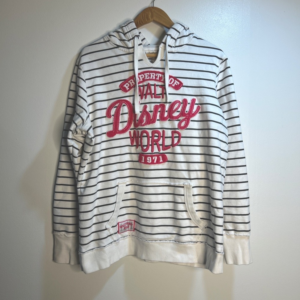 Disney Parks Walt Disney World Hoodie Womens XL Striped Pullover 1971